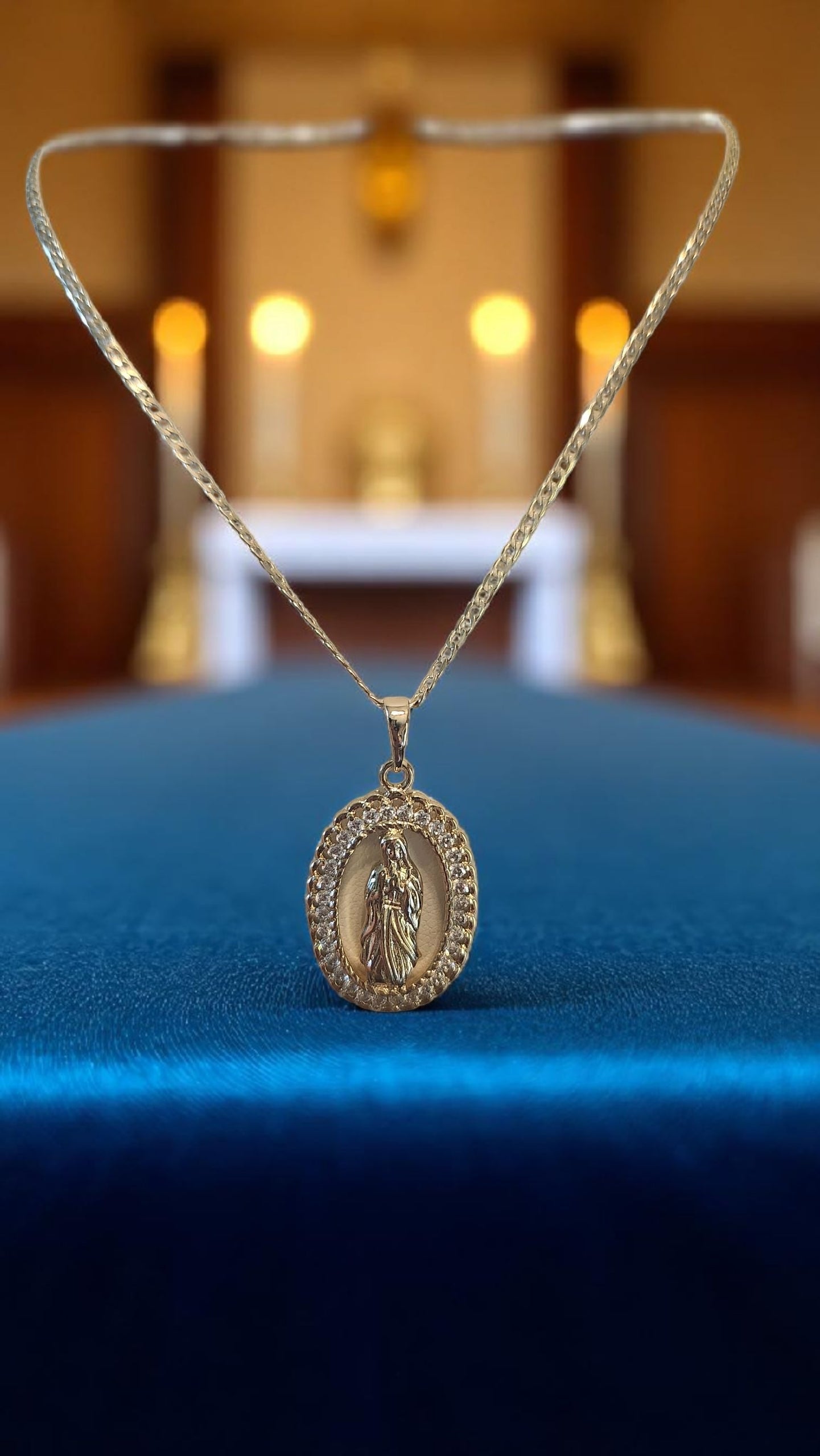 Thin Cuban Link with La Virgen de Guadalupe