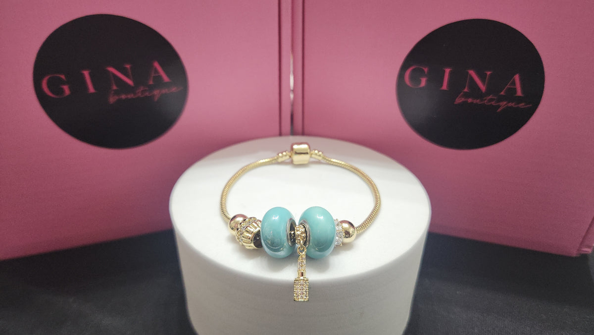 Pandora Azul Turquesa 14tk Oro Laminado