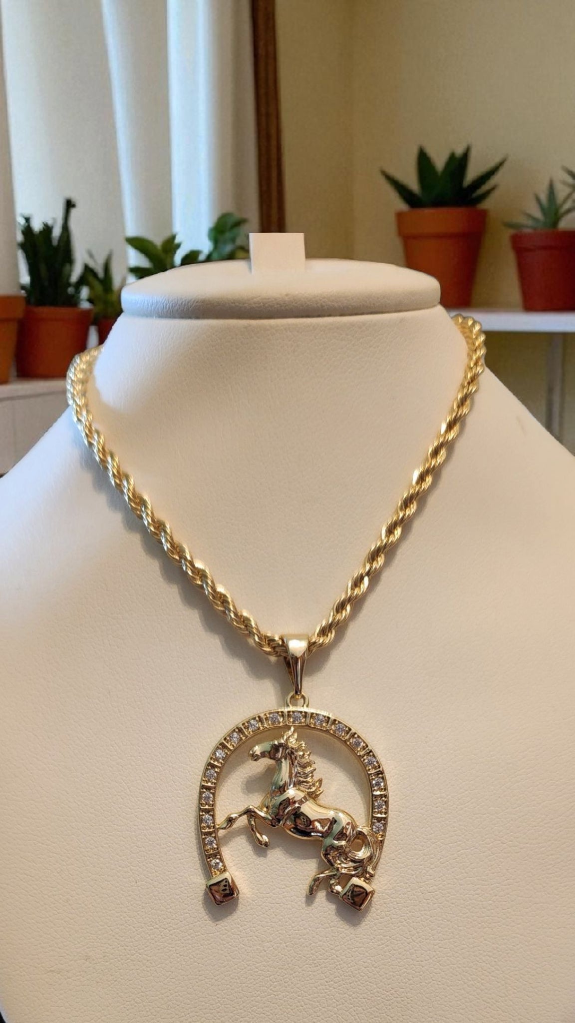 Cadena Rope con Herradura y Caballo