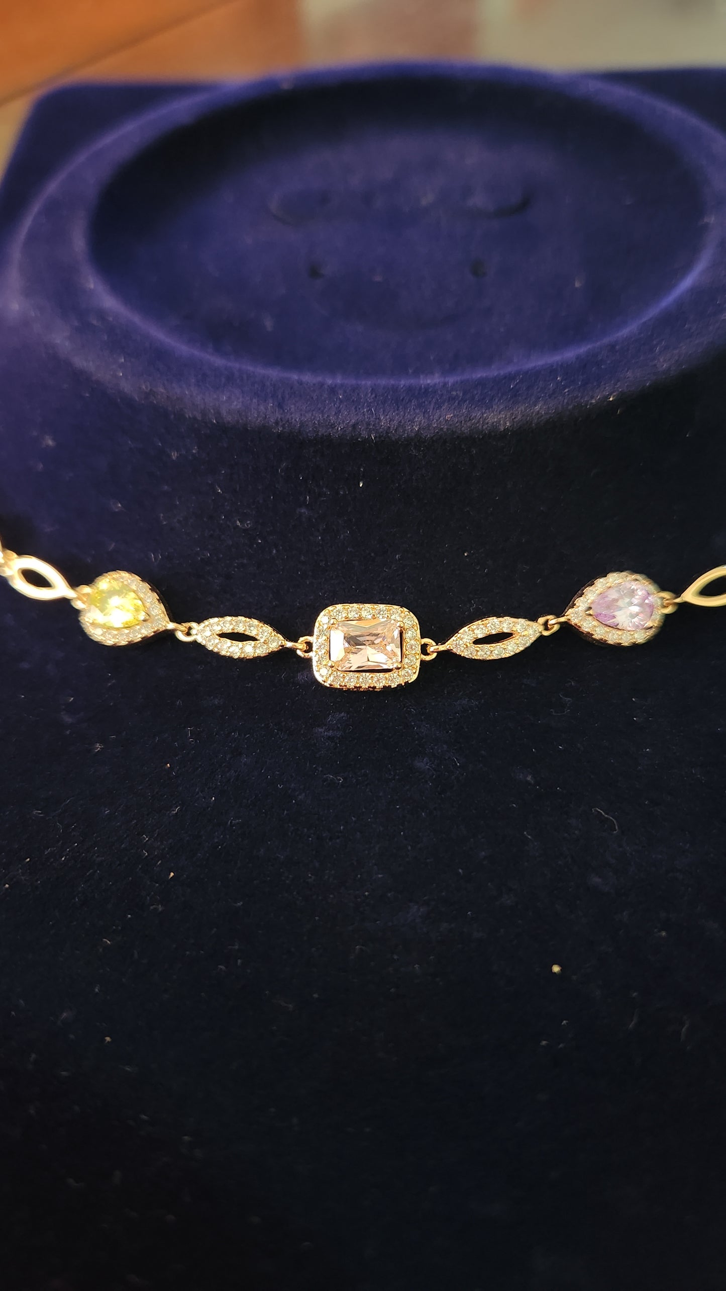 Rose Gold Colored Stones Bracelet
