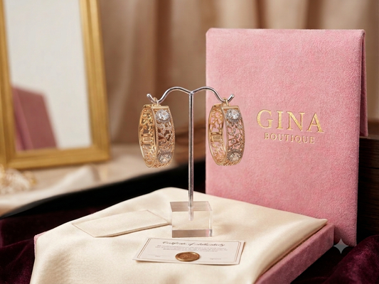 Golden Garden- Tricolor Botanical Filingree and crystal Brightness