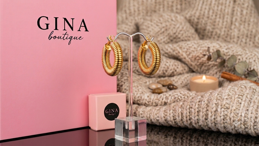 Modern ribbed chunky gold hoops