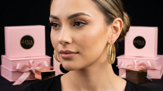 Golden lattice Texture hoop earrings