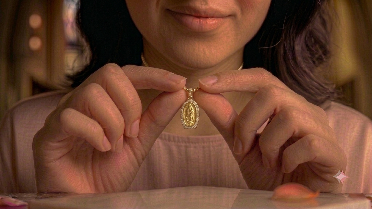 Gold-platted virgin mary pendant necklace