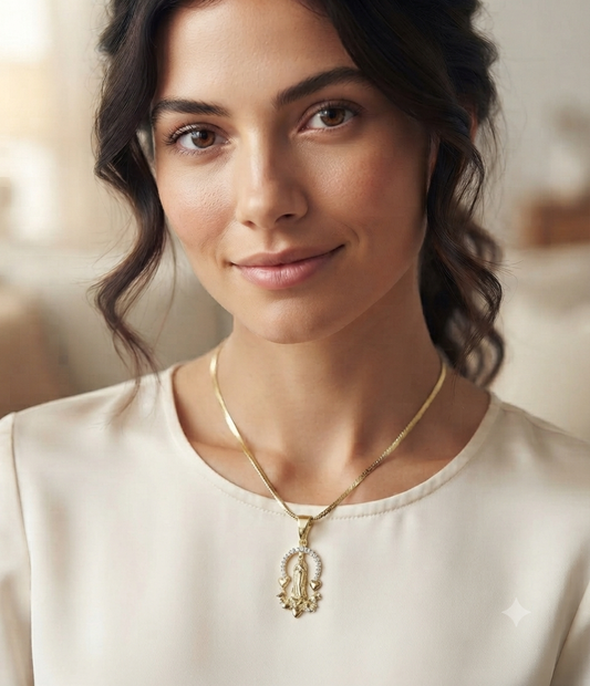 Radiant guadalupe halo necklace