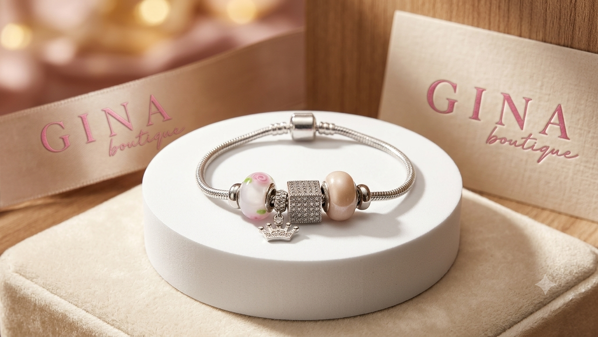 Pandora Pink and White Crown Bracelet