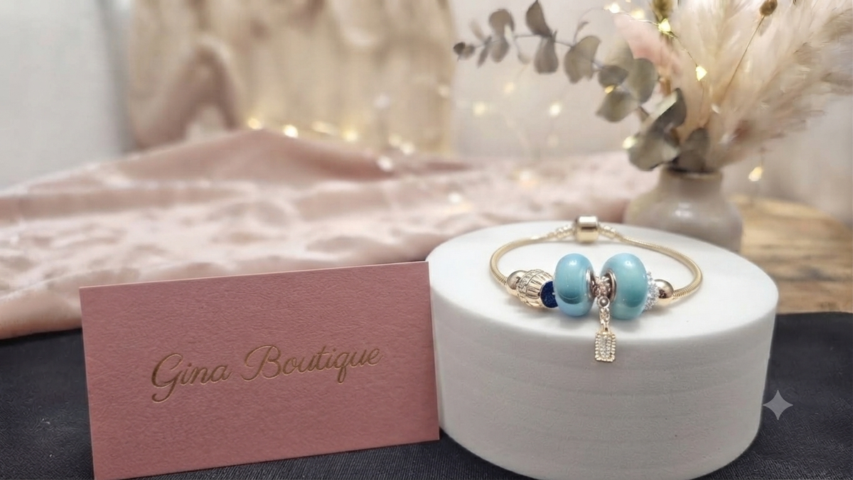 Pandora Azul Turquesa 14tk Oro Laminado