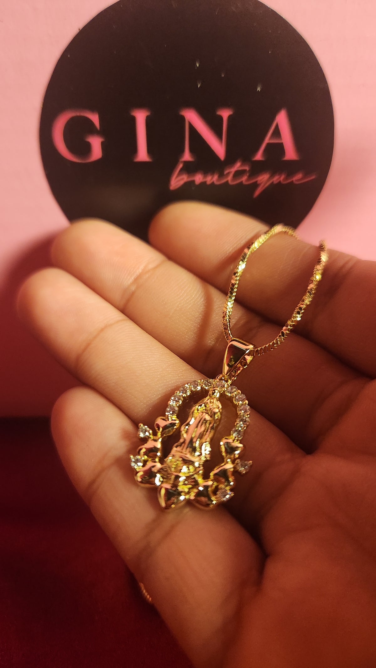 Radiant guadalupe halo necklace