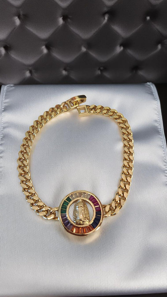 Cuban Style Virgen de Guadalupe Bracelet