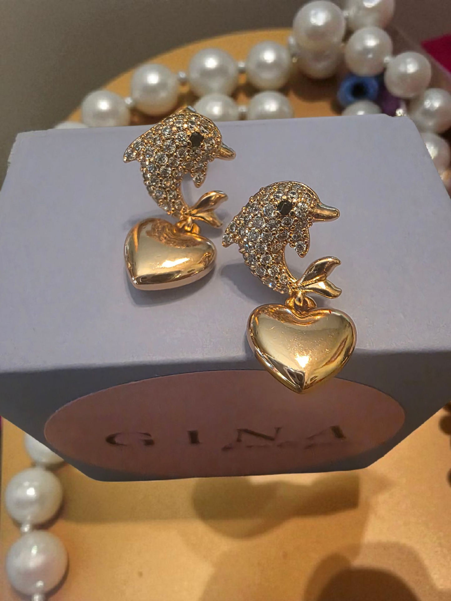 Aretes Delfin Oro Rosado