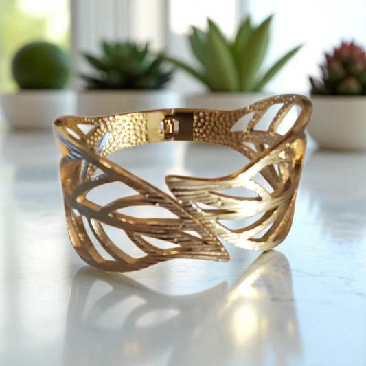 Brazalete estilo Hojas en Acero Inoxidable
