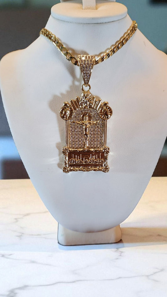 Collar con Colgante de Cristo y la Ultima cena